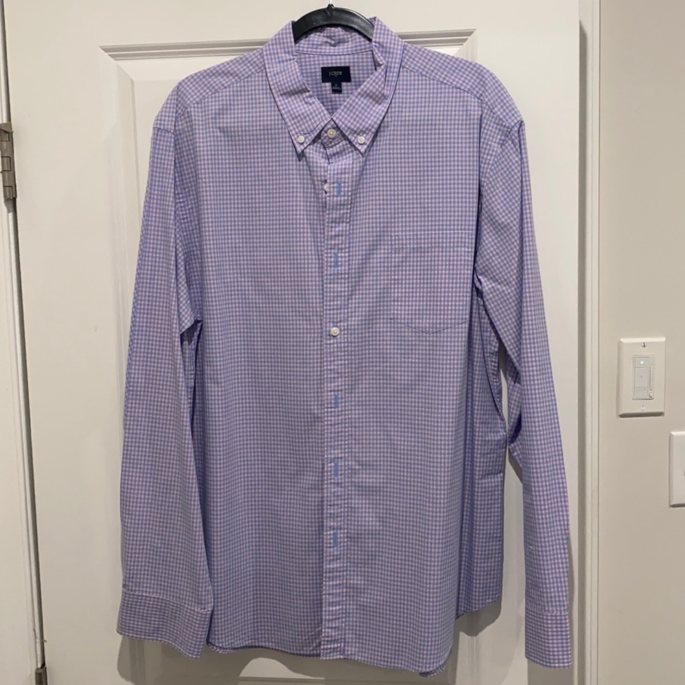 J.Crew long sleeve button down pink/blue check XL